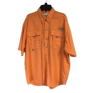 Columbia Orange Short Sleeve Fishing Shirt‎ Men Size M